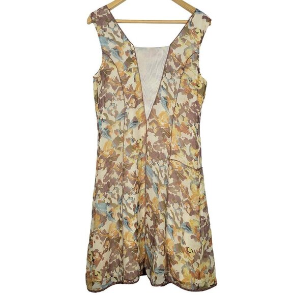 Sundance Women's Evelyn 100% Silk Crepe Slip Dress Watercolor Print Size 12 - Picture 8 of 12